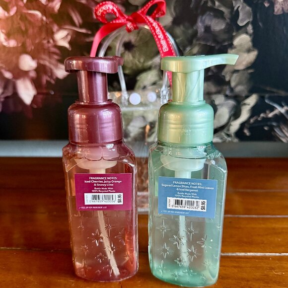 NEW 3-Pc WINTERBERRY ICE & CHILLED LEMON FROST Foaming Hand Soap BBW in Bag - Picture 3 of 3